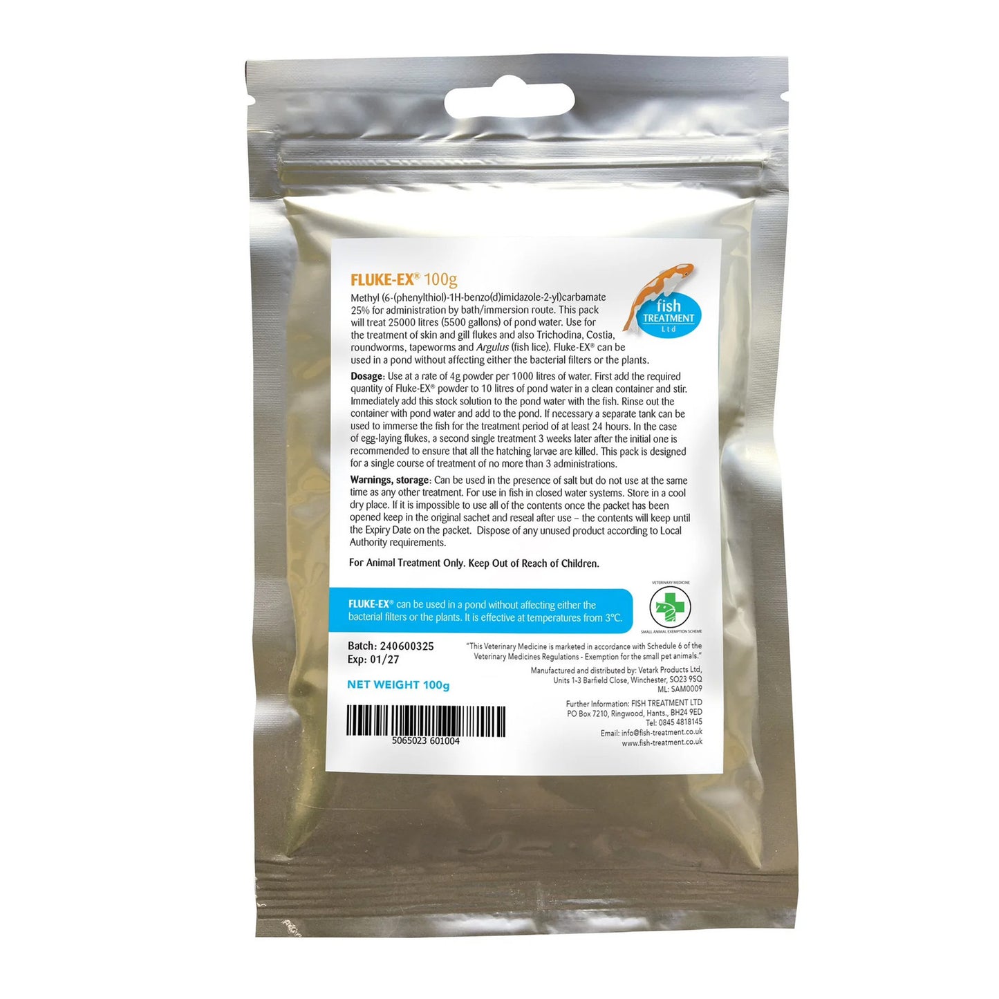 Vetark Fluke-Ex Skin Gill Fish Lice Parasite Treatment 10g/50g/100g
