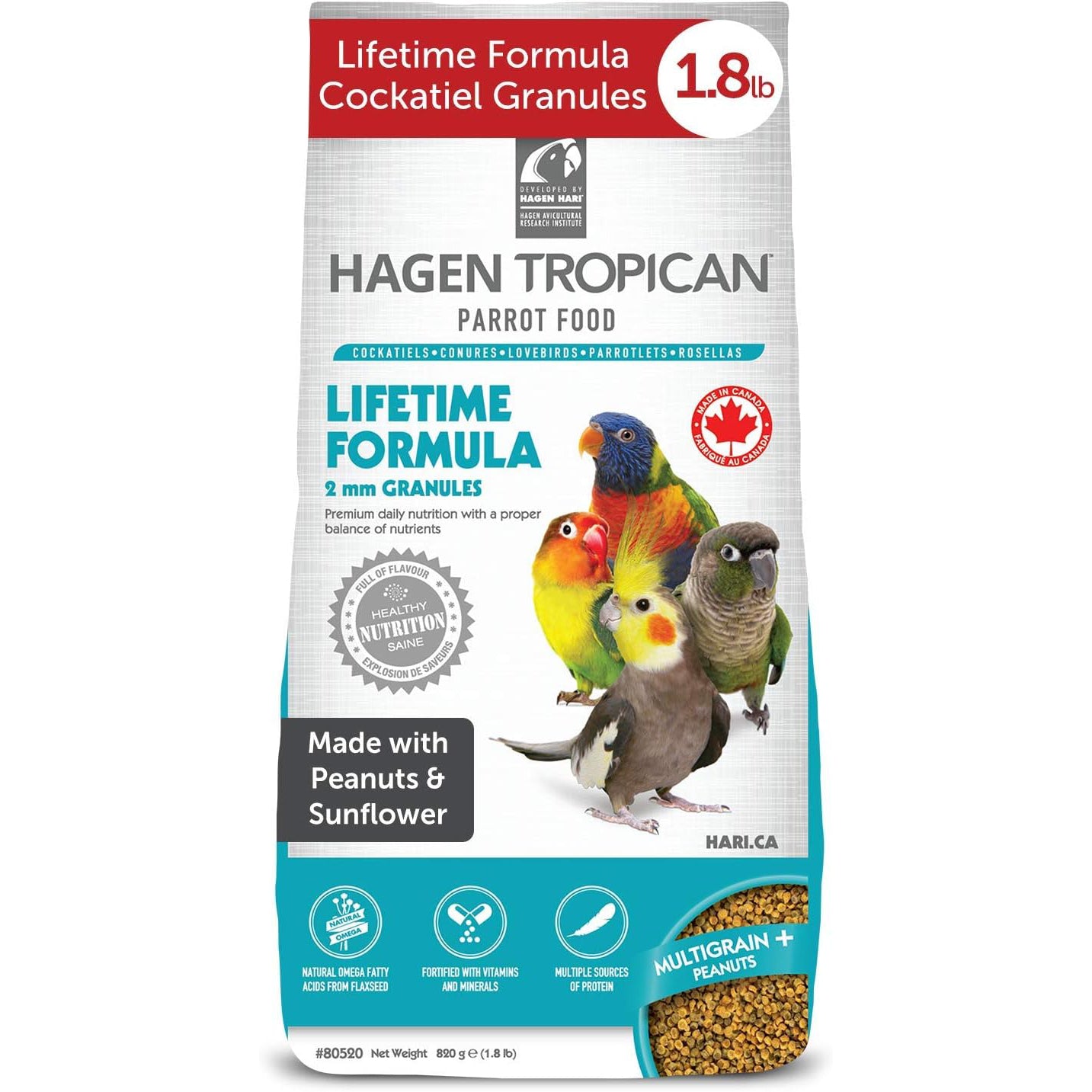 Hari Tropican Cockatiel Lifetime 2mm Granules