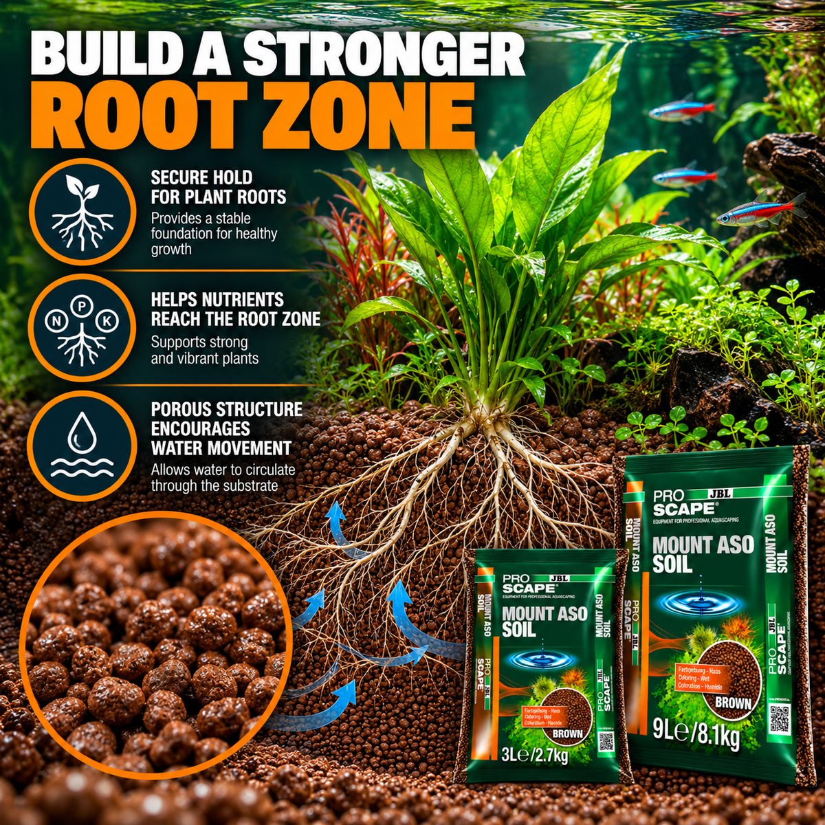 JBL ProScape Brown Volcanic Aquarium Soil Gravel Substrate Planted Tank