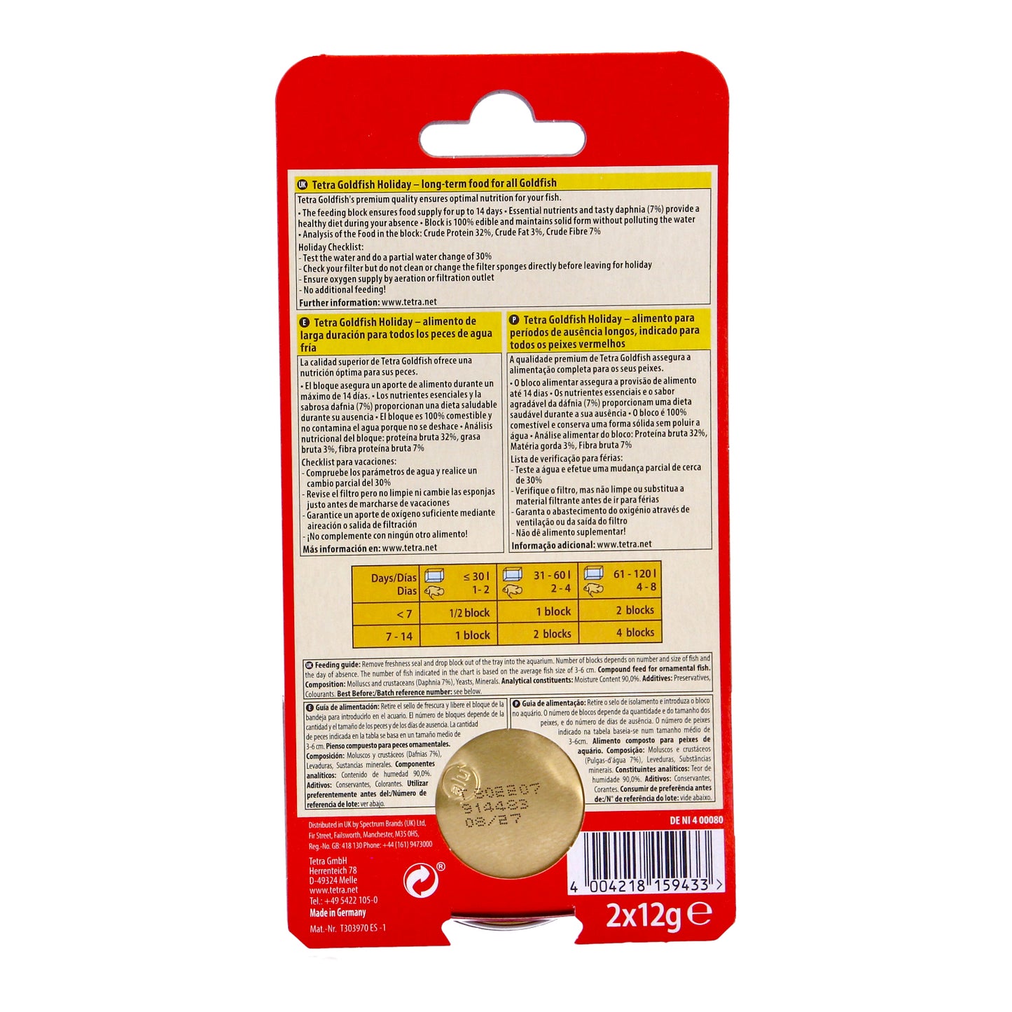 Tetrafin Holiday Fish Food 2 x 12g - T719