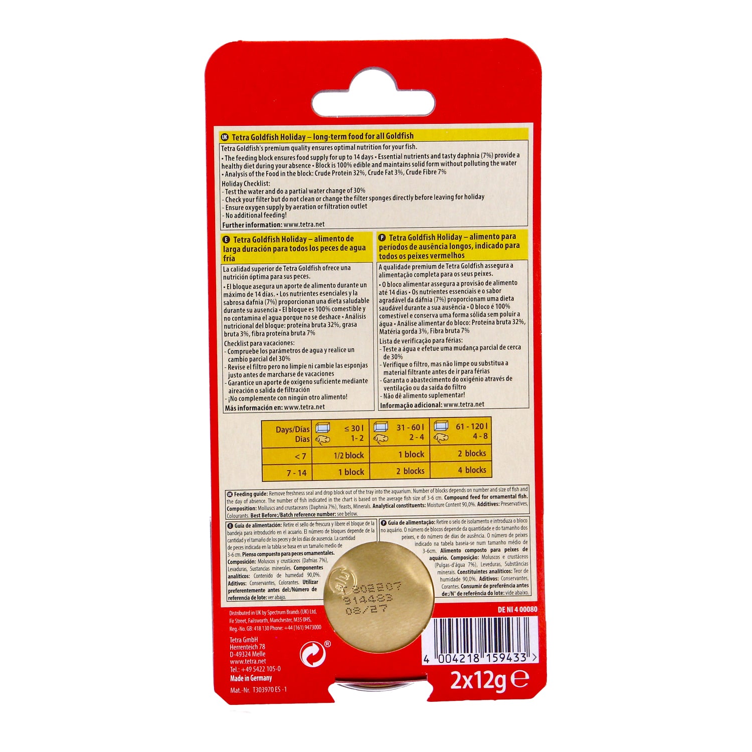 Tetrafin Holiday Fish Food 2 x 12g - T719