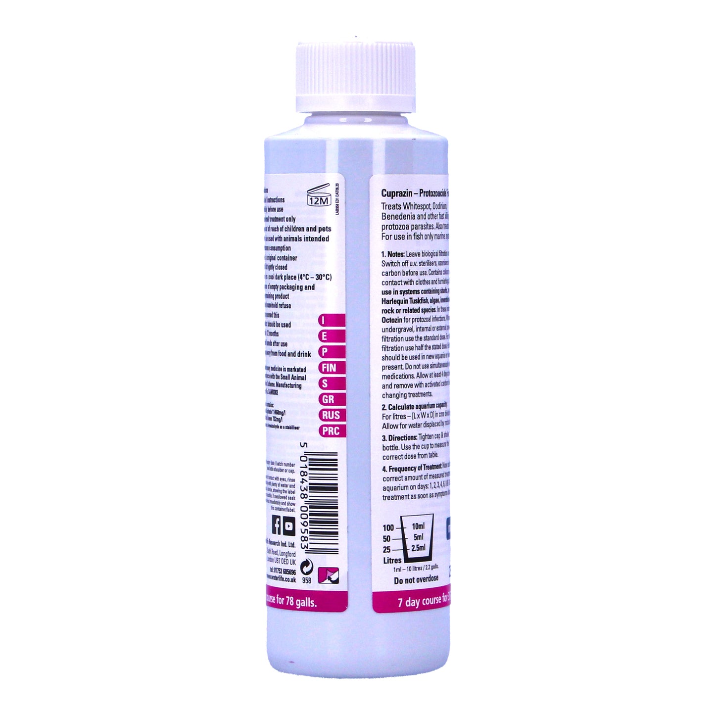 WATERLIFE CUPRAZIN 250ML MARINE WHITESPOT TREATMENT