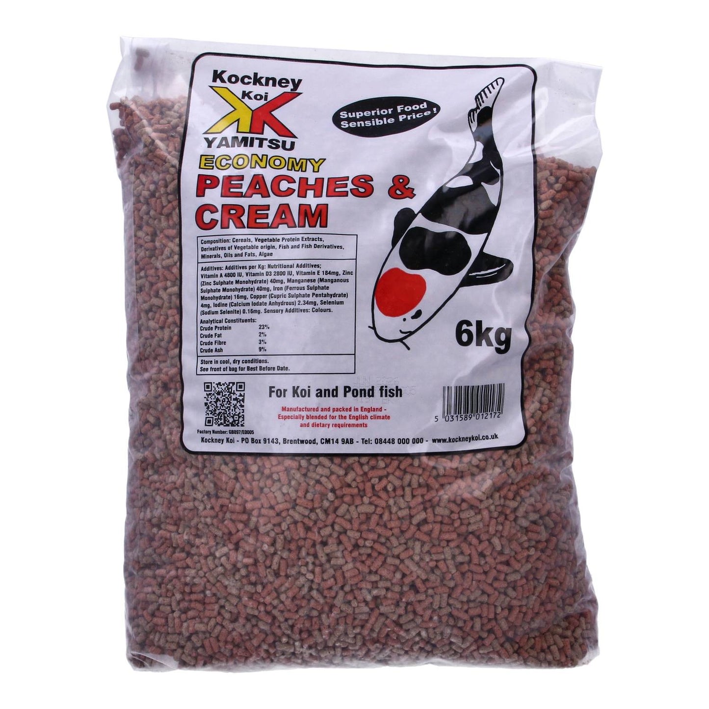 Kockney Koi Peaches & Cream Stix Economy 6kg *Repackaged Grey Bag*