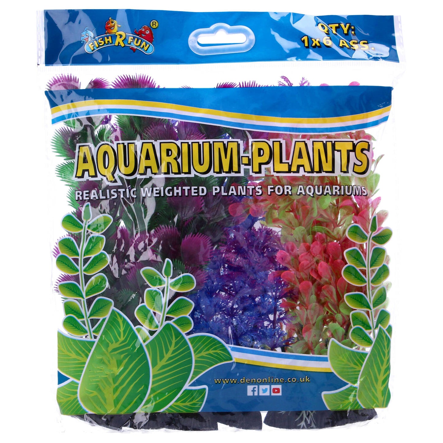 Multicoloured Plastic Aquarium Decoration Plants 10cm (Pack of 6)