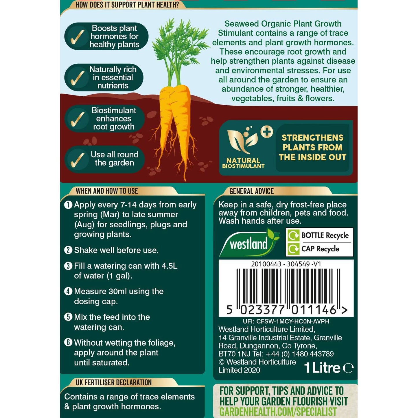 Westland Organic Seaweed Liquid 1L Plant Growth Stimulant