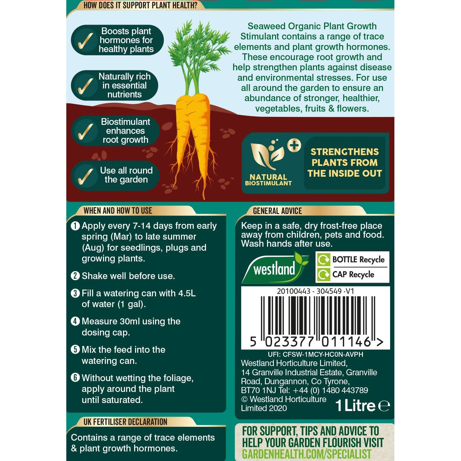 Westland Organic Seaweed Liquid 1L Plant Growth Stimulant