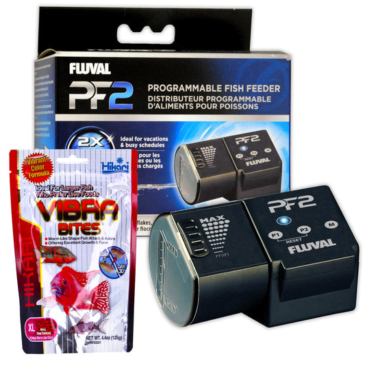 Fluval PF2 Fish Feeder & Vibra Bites XL 125g Bundle