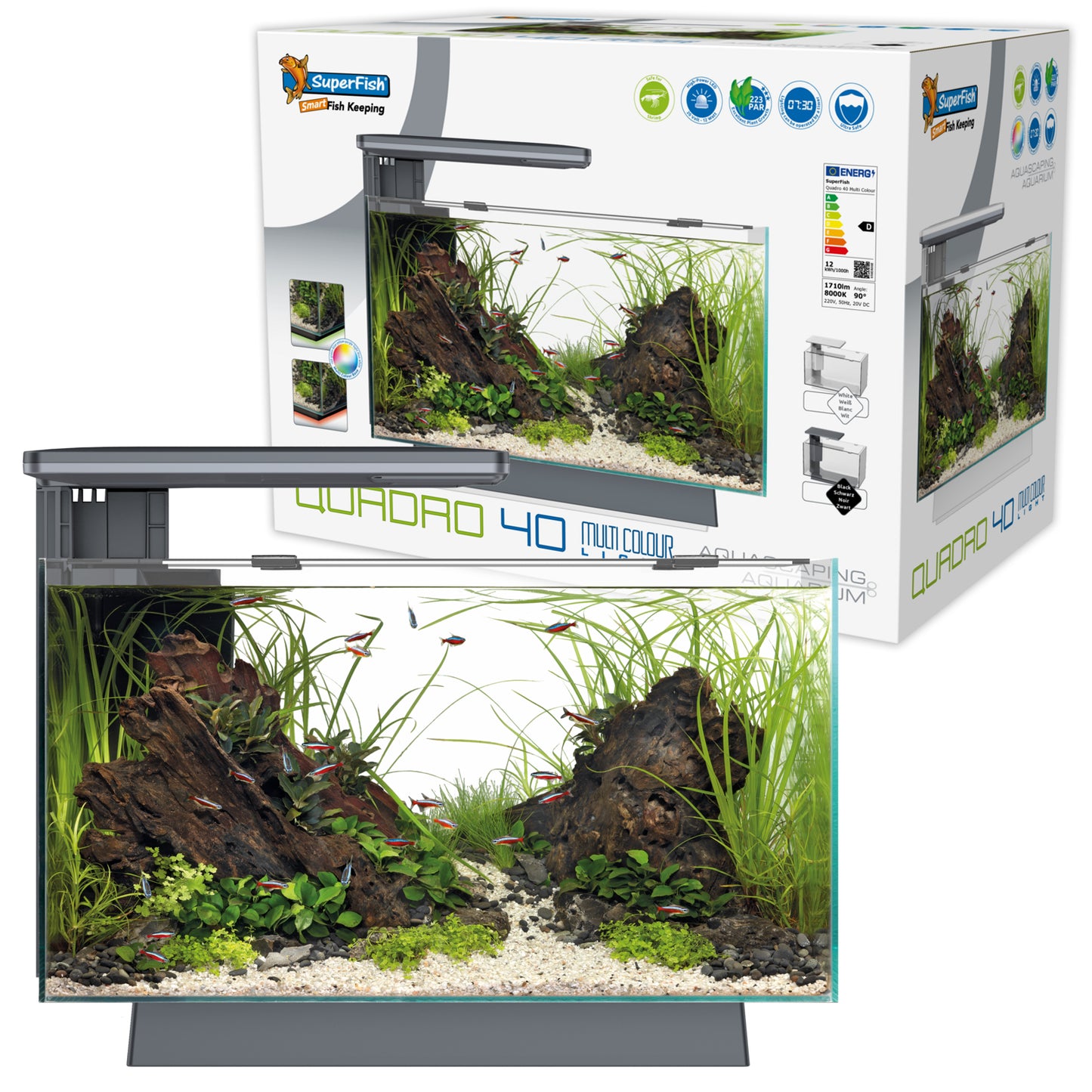 Superfish Quadro 40 Pro Aquarium (White/Blue LED)