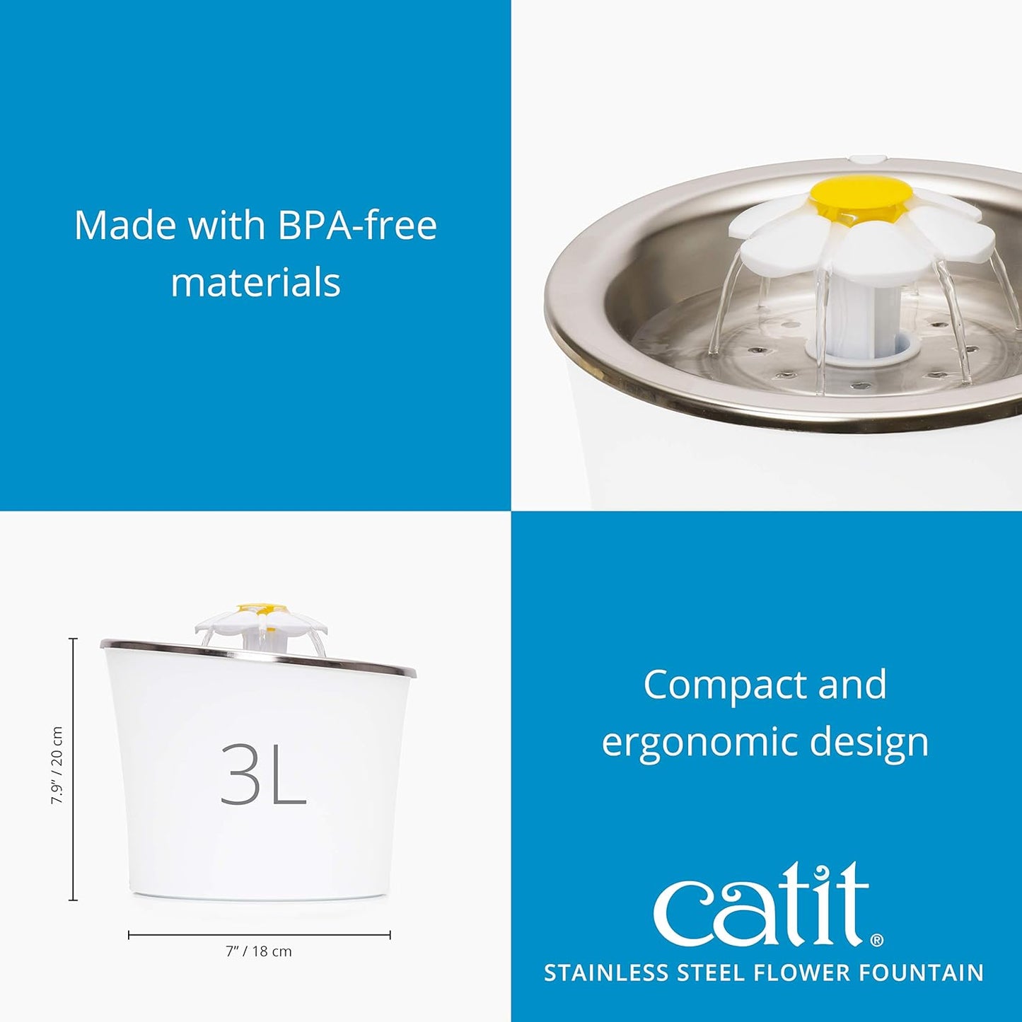 Catit 2.0 StainlessSteel Flower Fountain