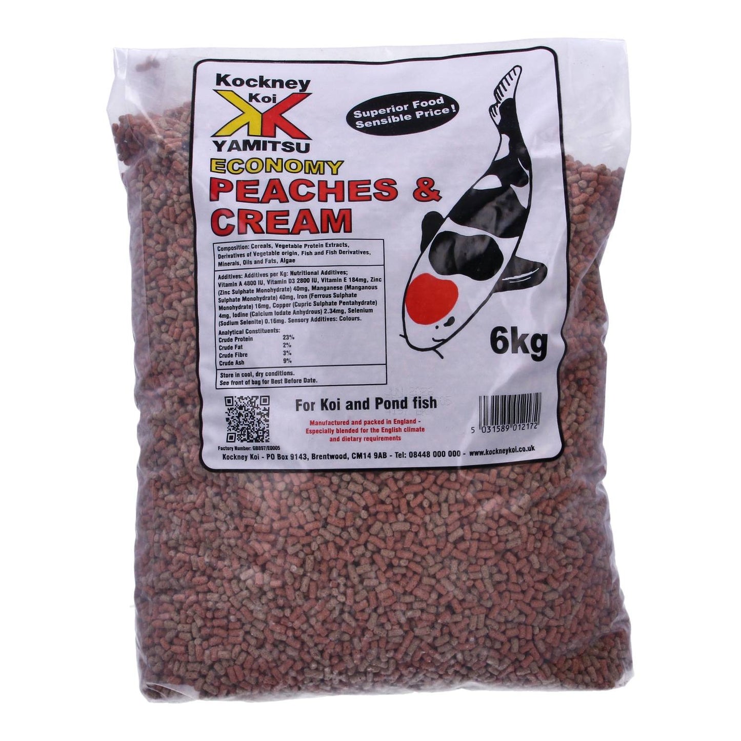 Kockney Koi Peaches & Cream Stix Economy 6kg *Repackaged Grey Bag*