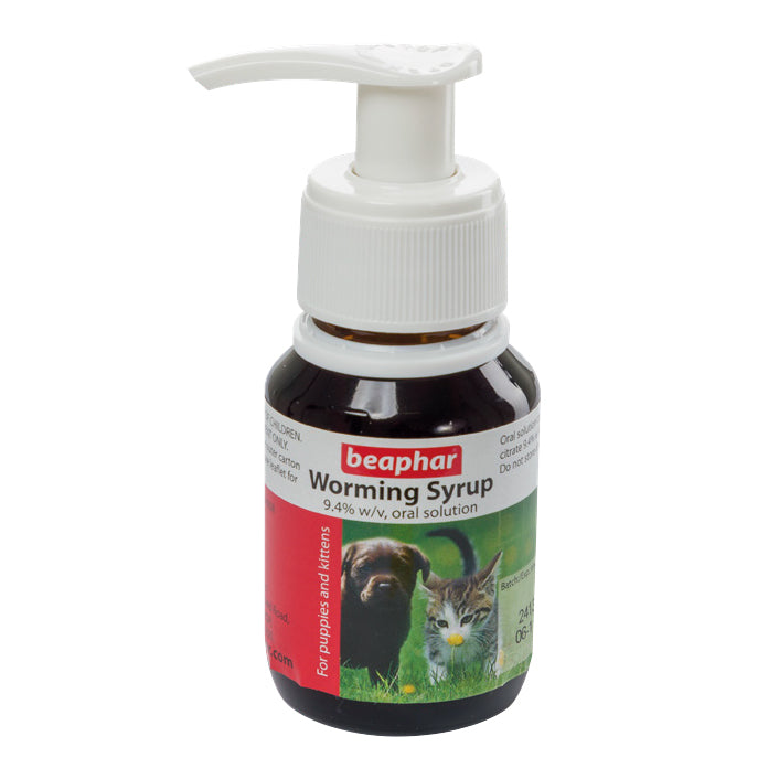 Beaphar Worming Syrup for Puppies Kittens - Treats Roundworms - 45ml