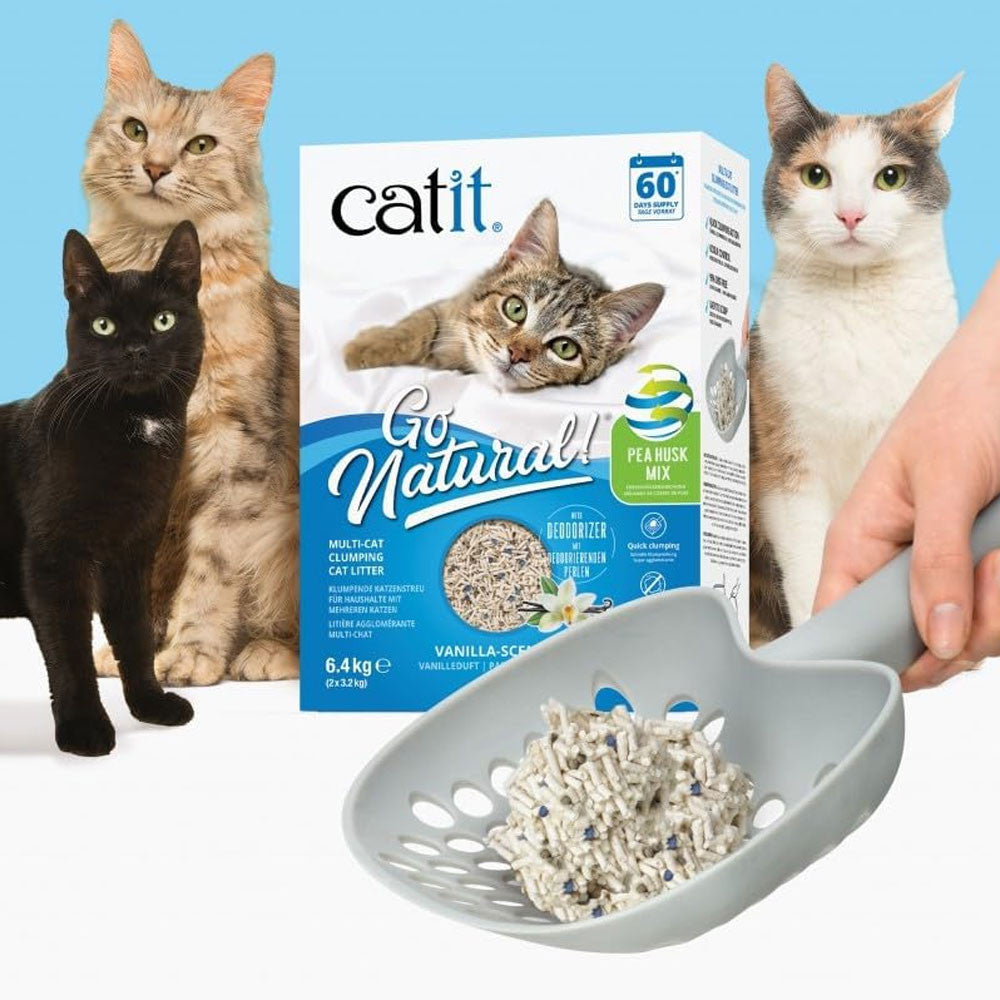 Catit Natural Cat Litter, Wood Pea Husk Eco Dust-Free Super Absorbent Vanilla 6.4kg