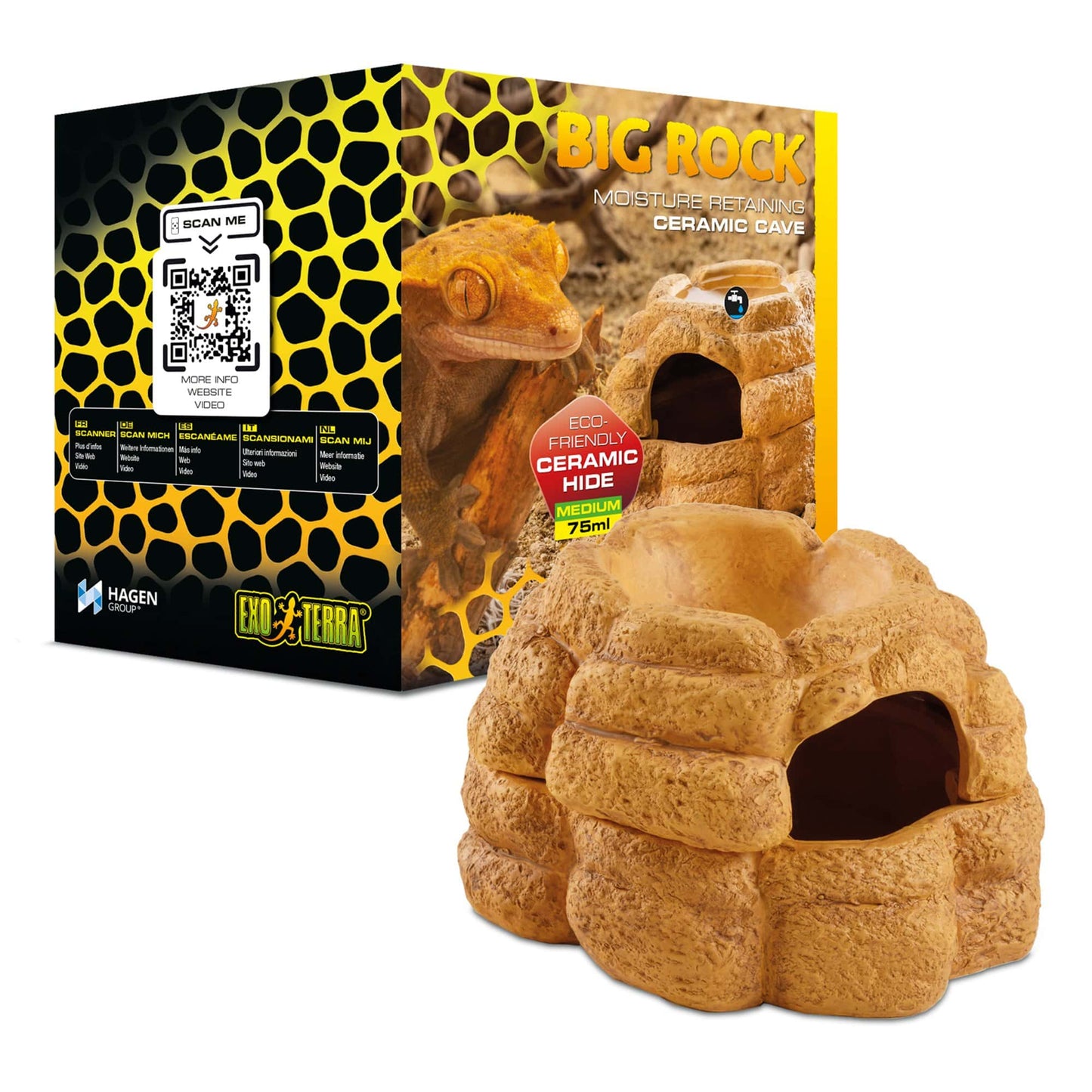Exo Terra Big Rock Brown Ceramic Reptile Cave
