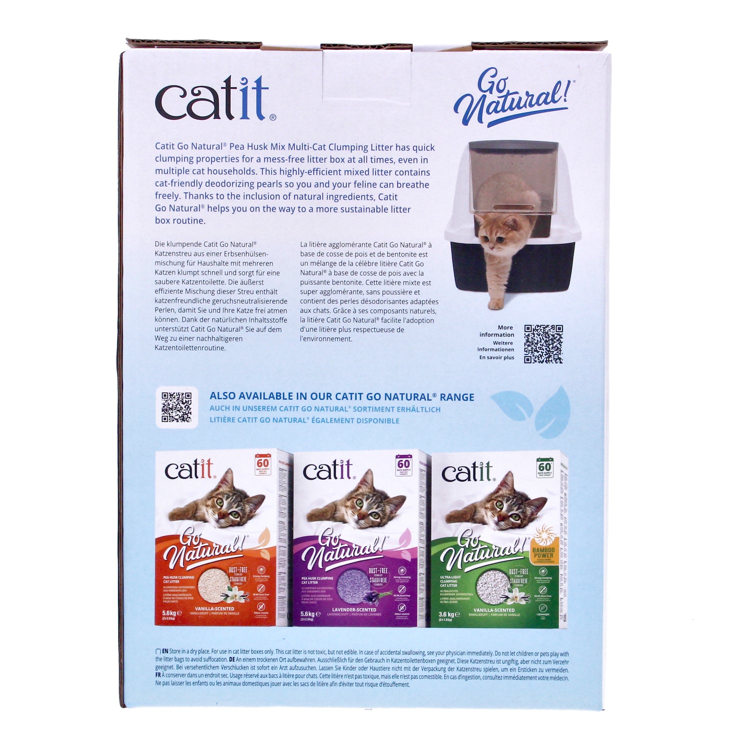 Catit Natural Cat Litter, Wood Pea Husk Eco Dust-Free Super Absorbent Vanilla 6.4kg