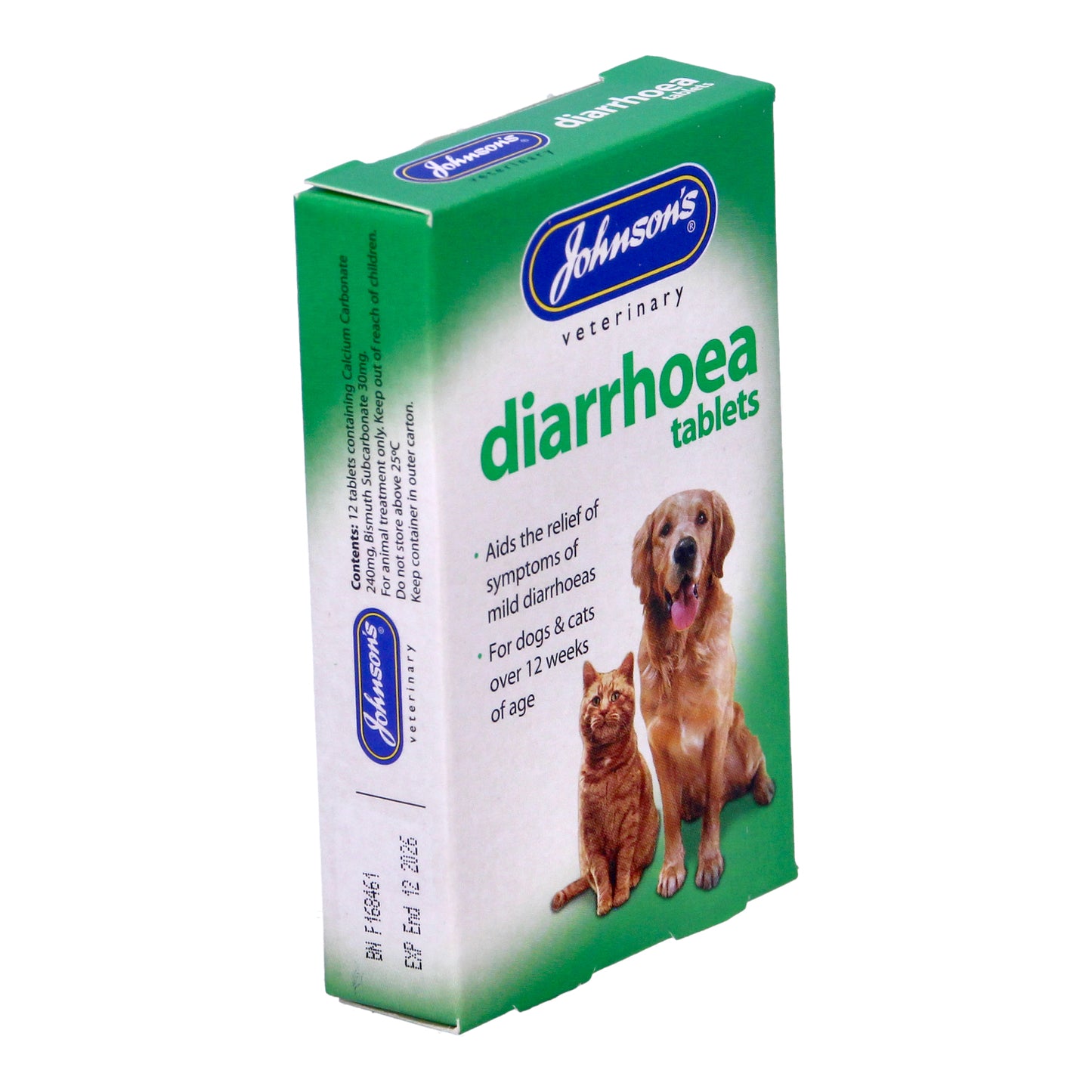 Johnson's Vet Diarrhoea Tablets for Cats & Dogs, 12 Tablets