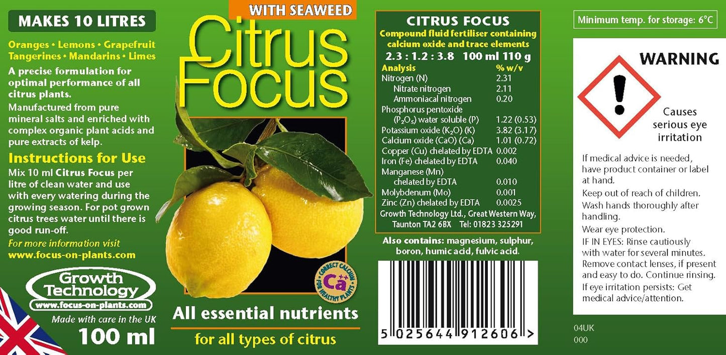 Growth Technology Citrus Focus 100ml 300ml 1L Plant Food For Orange/Lemon Trees