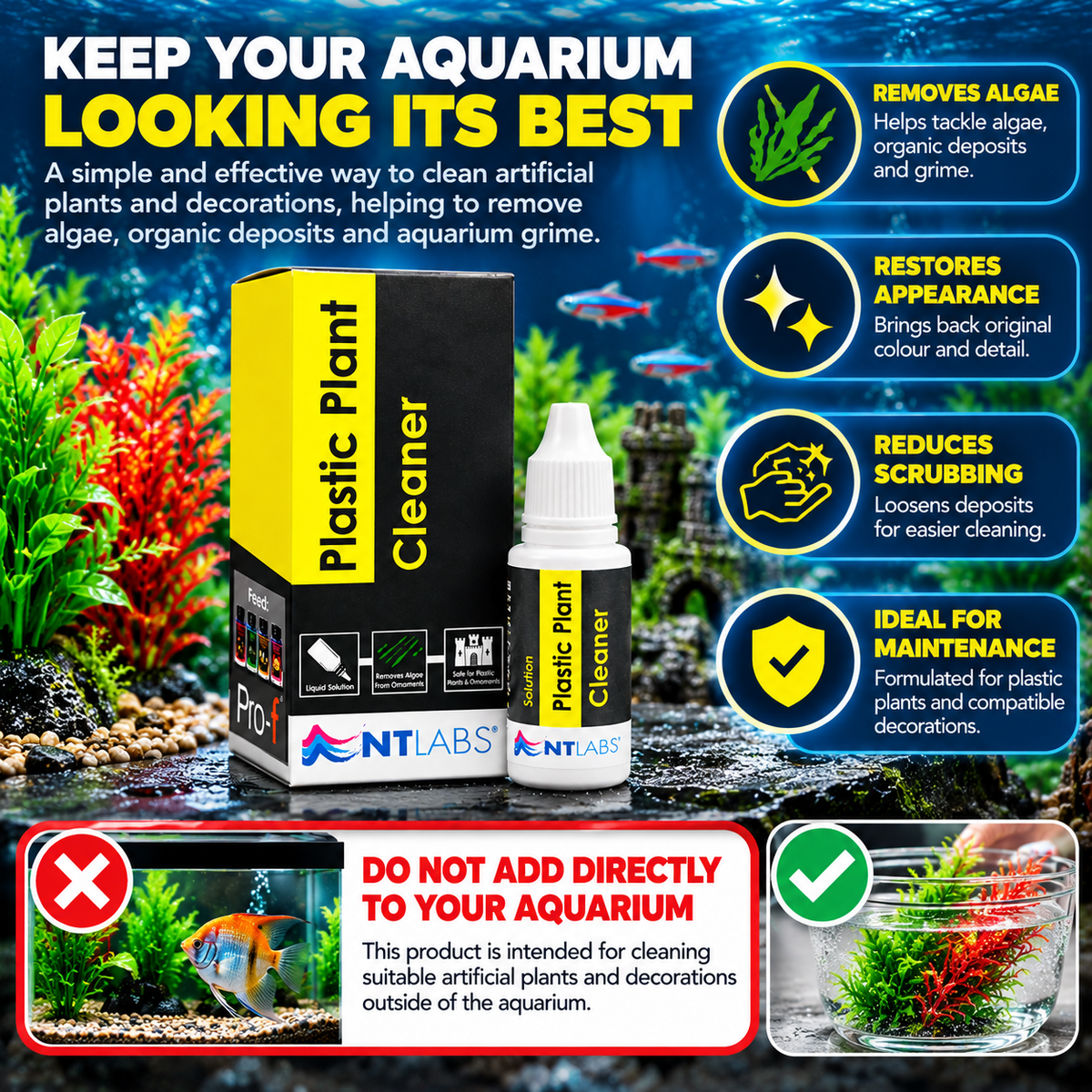 NT Labs Plastic Plant Cleaner 100ml Aquarium Artificial Plant Ornament Cleaner