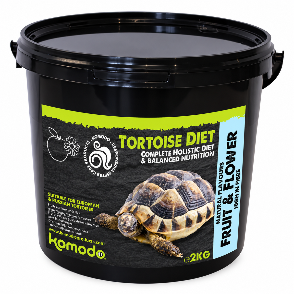 Komodo Tortoise Diet Fruit & Flower 2kg Reptile Food Cracked Lid