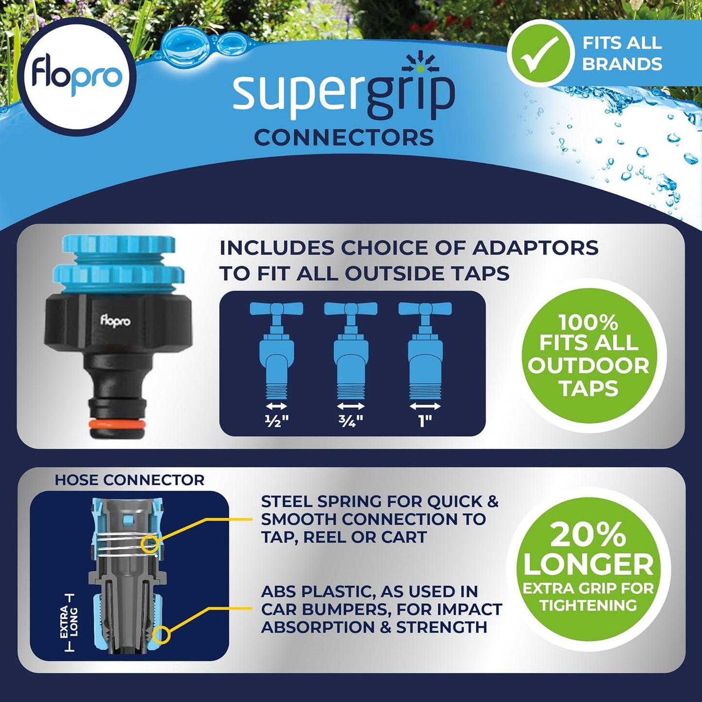 Flopro Watering Garden 7 Pattern Multi Spray Gun Set With Connectors