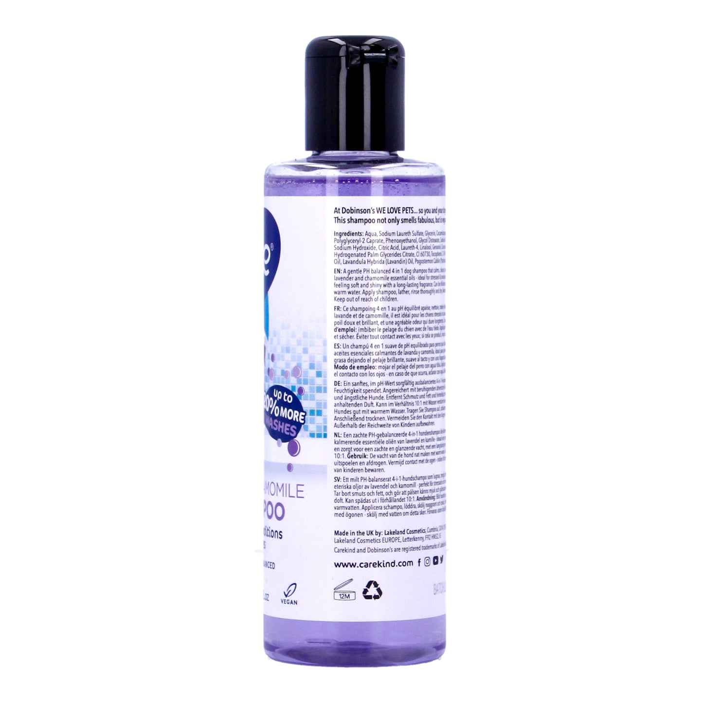 Carekind 4 in 1 Dog Vegan Lavender Puppy Chamomile Shampoo 250ml/500ml
