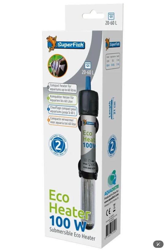 Superfish Aquarium Fish Tank Eco Heater 100W 40-100L 21cm