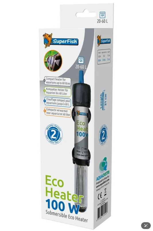 Superfish Aquarium Fish Tank Eco Heater 100W 40-100L 21cm