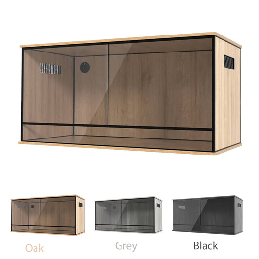 ProRep 4x2x2ft Reptile Vivarium with Glass Doors & Vents – Oak, Grey or Black