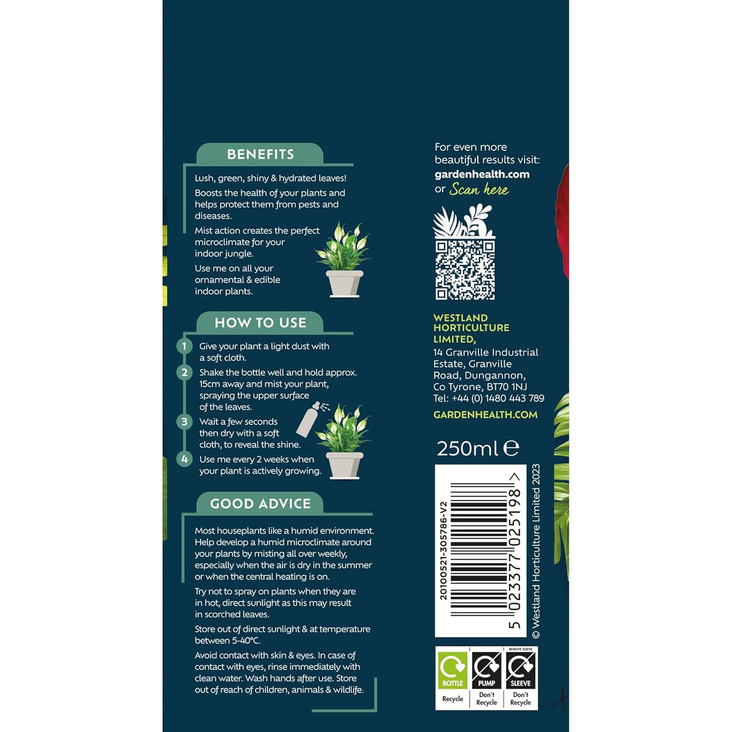 Westland Houseplant Mist & Leaf Shine 250ml