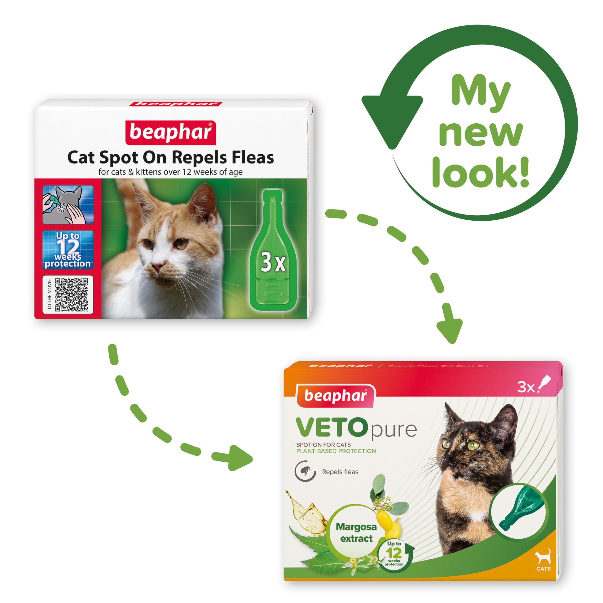 Beaphar VETOpure Flea Spot On for Cats 12 Weeks, 3 Pipettes