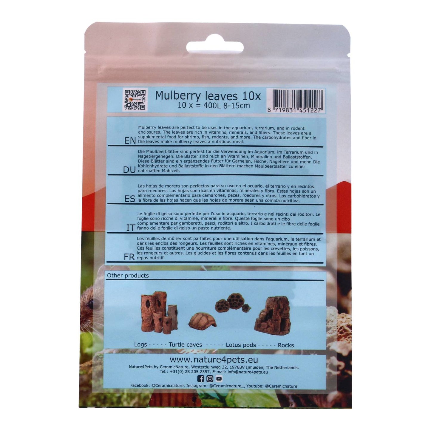 Nature4pets Mulberry Leaves for Shrimp – 10-15 Natural Dried Leaves