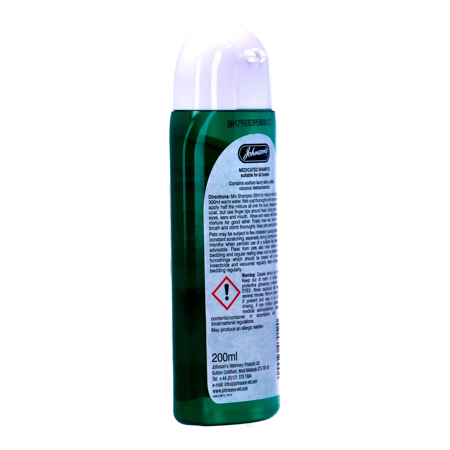 Johnsons Dog Medicated Shampoo Soothe Calm Irritations Healthy Coat 200ml