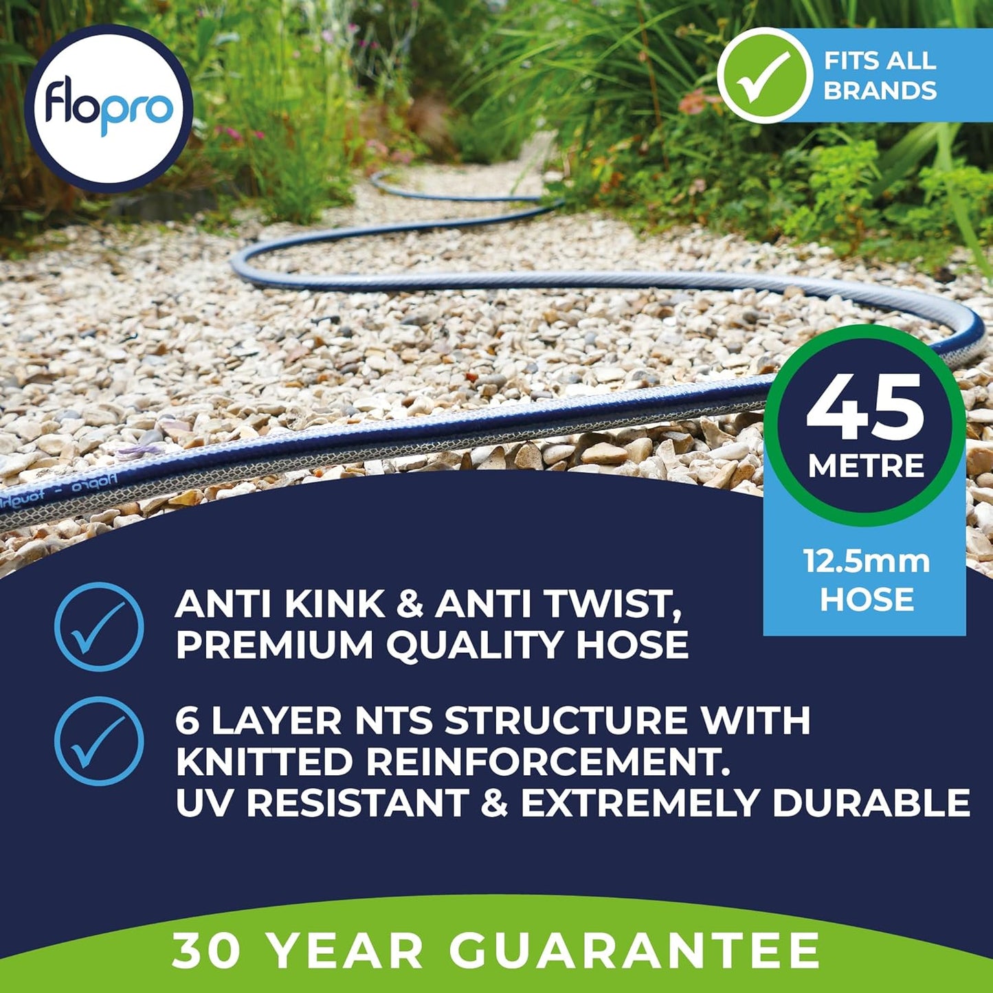 Flopro NeverKink Hose Kink Free Technology UV Protected Garden Hose 25m/45m