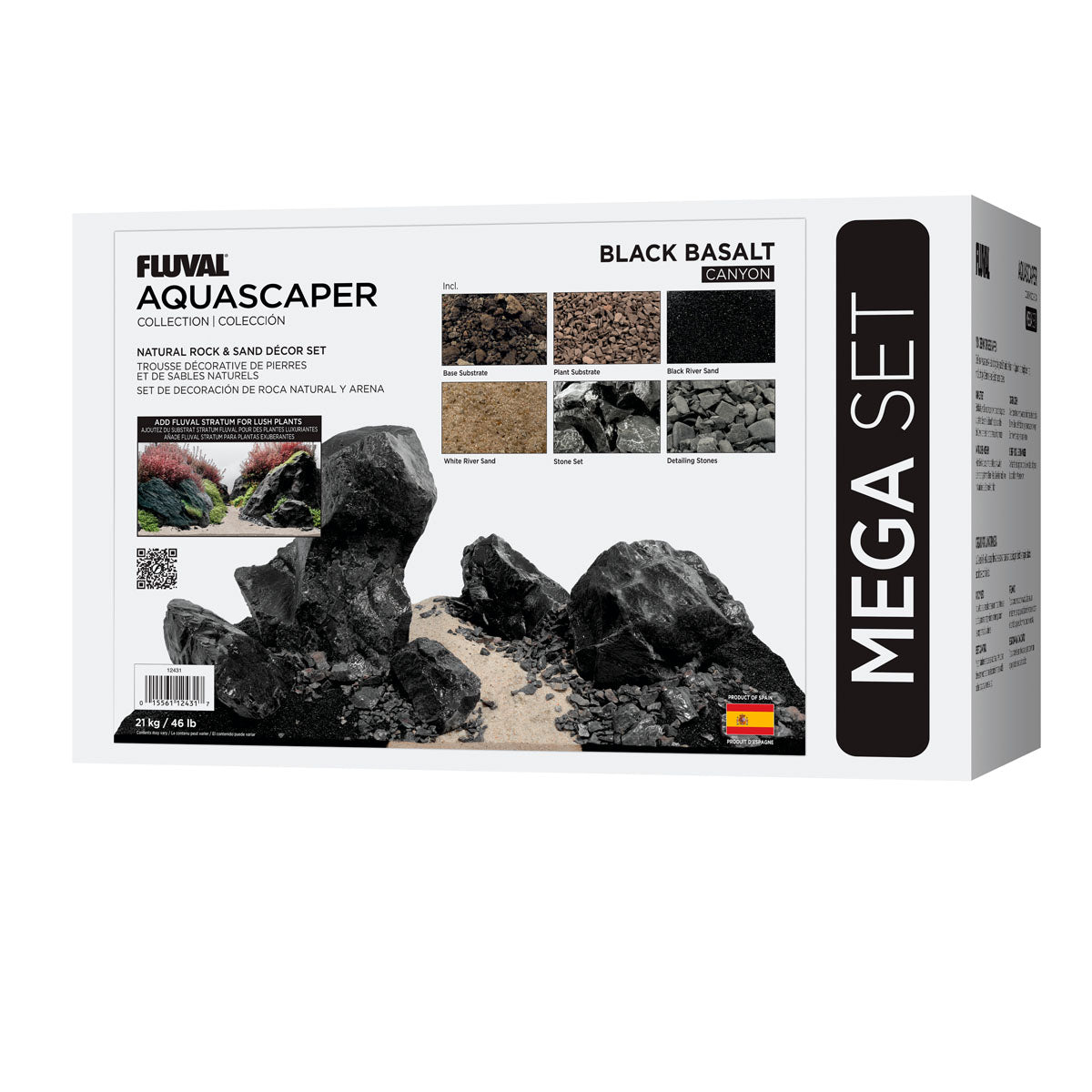 Fluval Black Basalt Stone Rock Aquarium Aquascaper Kit Decoration