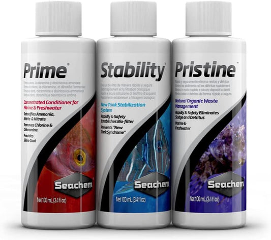 Seachem SureStart Contains 100 mL bottles of Prime, Stability, Pristine