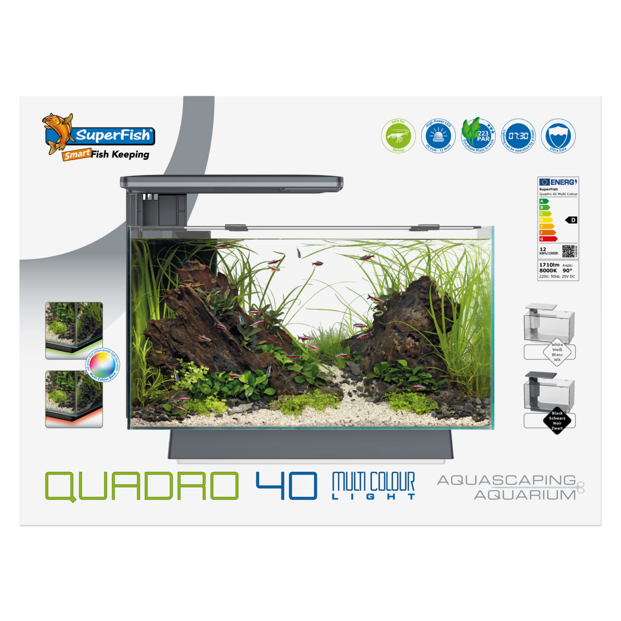 Superfish Quadro 40 Multi-Colour LED Aquarium