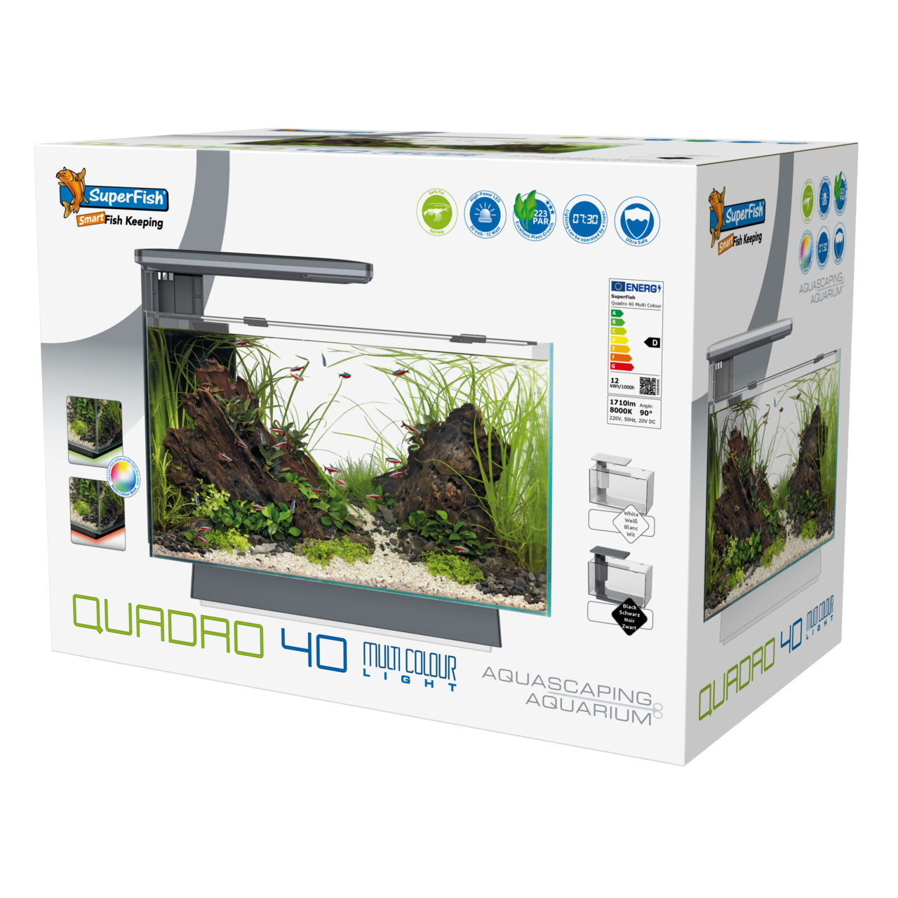 Superfish Quadro 40 Multi-Colour LED Aquarium