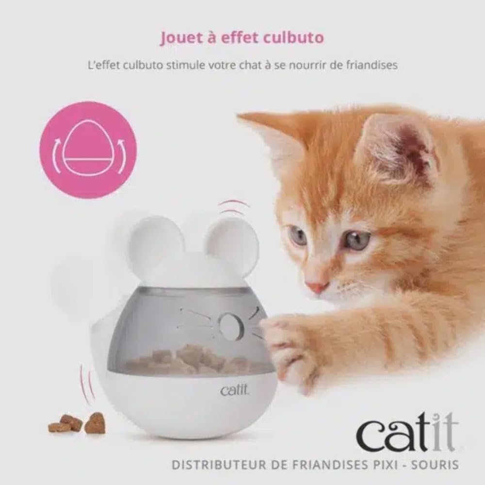 Catit PIXI Interactive Cat Treat Dispenser Wobble Mouse Design Cat Toy