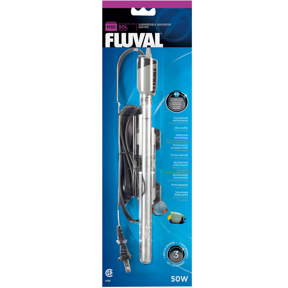 Fluval M50 Submersible Fish Tank Heater - 50 Watt *no suction cups*