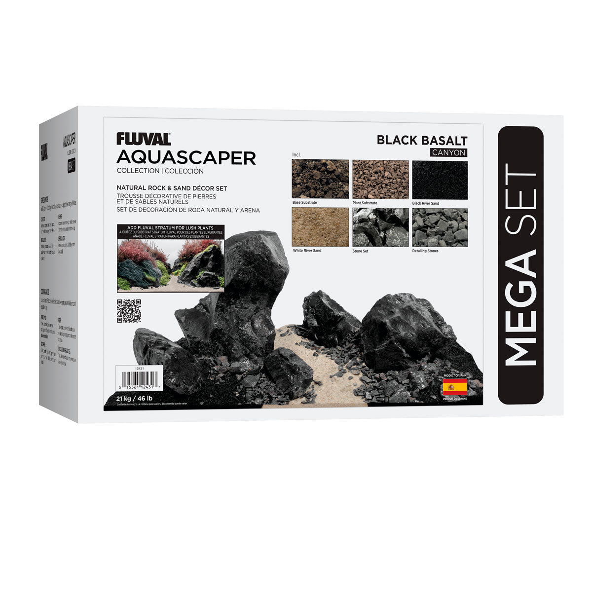 Fluval Black Basalt Stone Rock Aquarium Aquascaper Kit Decoration