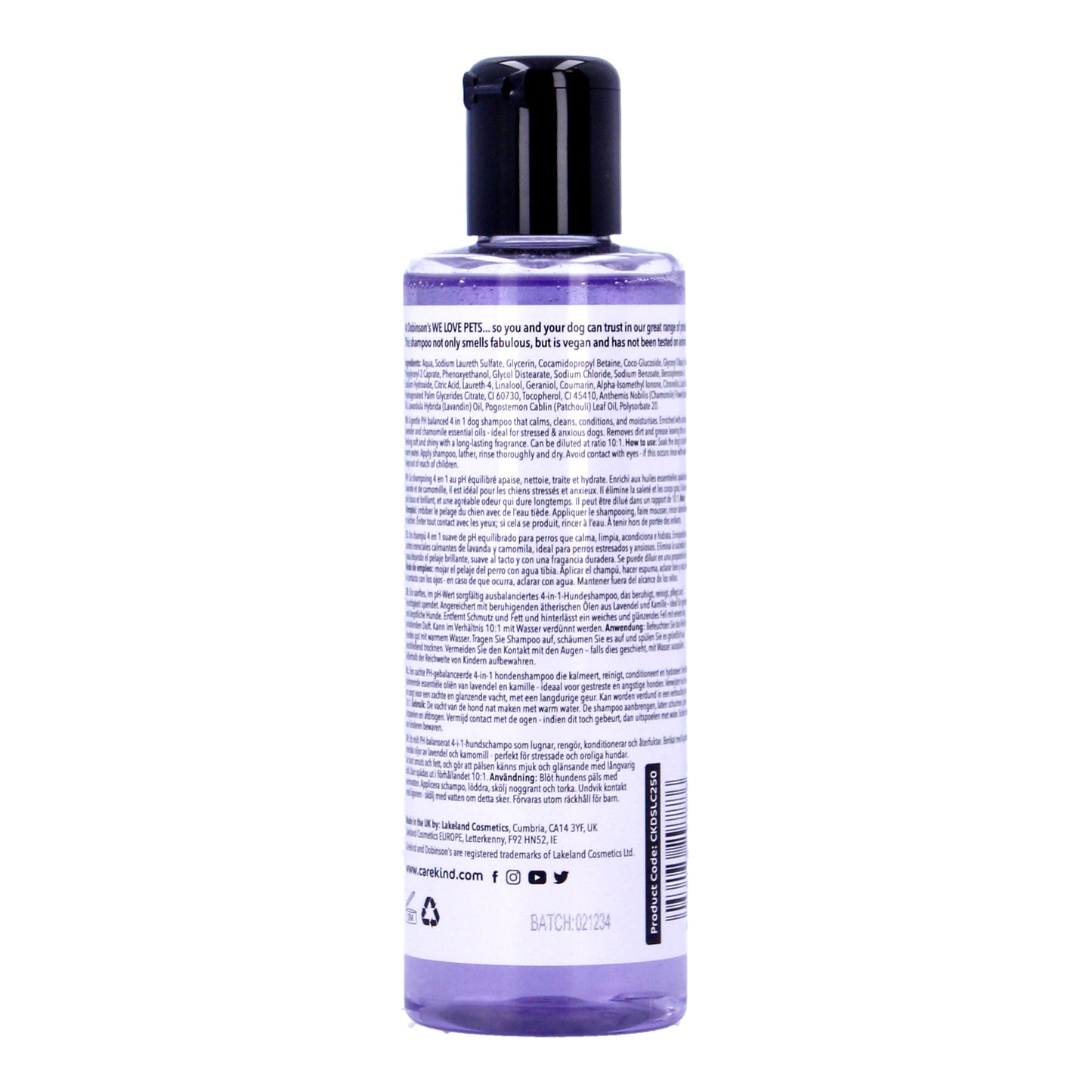 Carekind 4 in 1 Dog Vegan Lavender Puppy Chamomile Shampoo 250ml/500ml