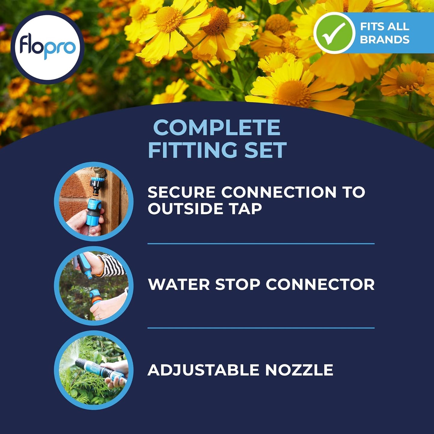 Flopro Hose Starter Set: All-in-One Garden Watering Solution 15m