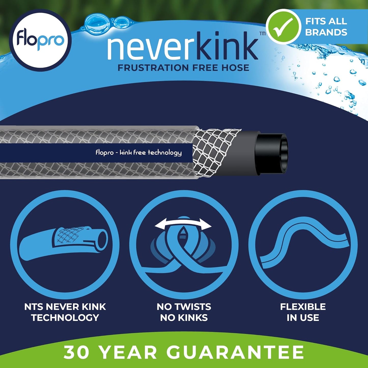 Flopro NeverKink Hose Kink Free Technology UV Protected Garden Hose 25m/45m