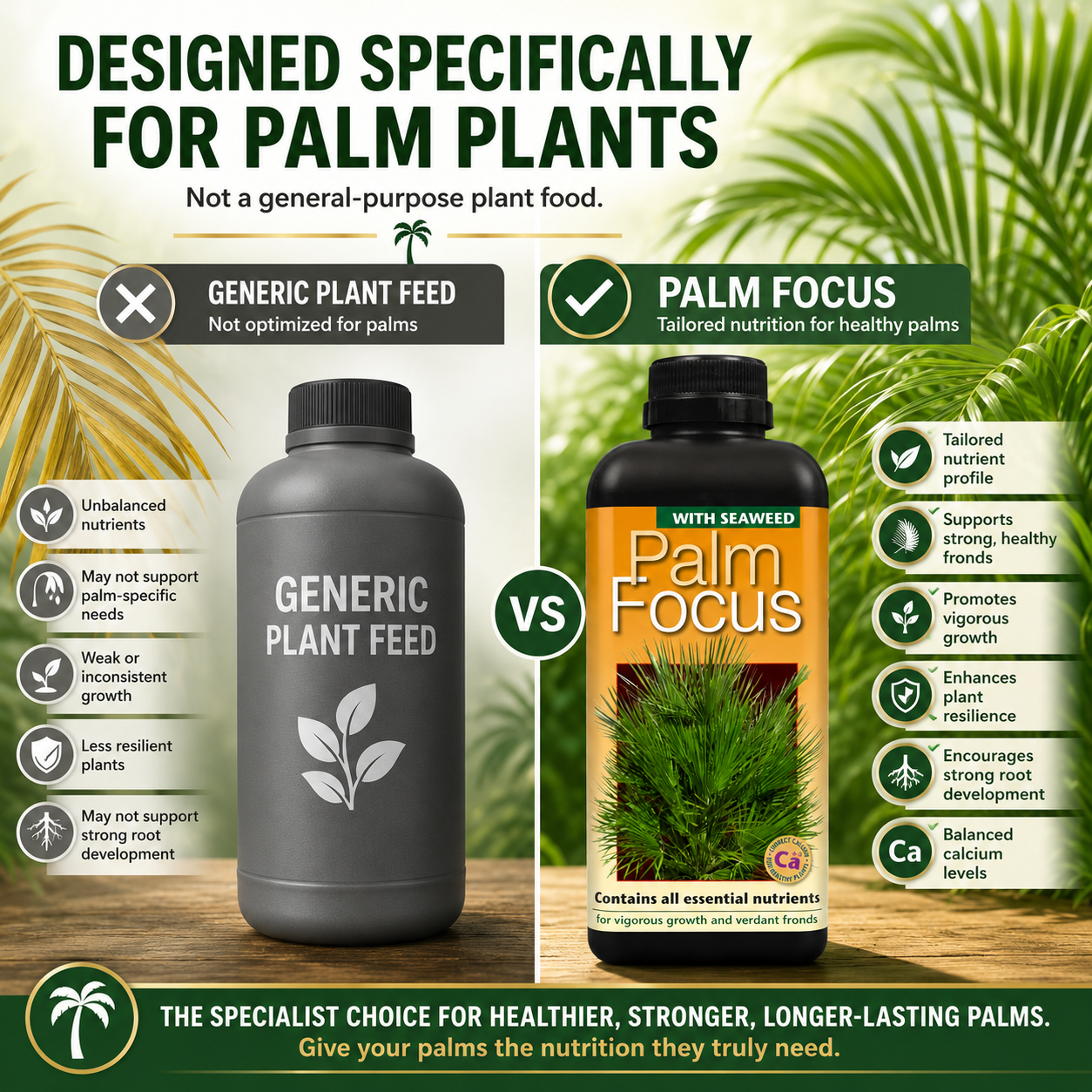 Palm Tree Fertiliser Feed For Healthy Vigorous Growth 1000 ml Palm Focus Garden