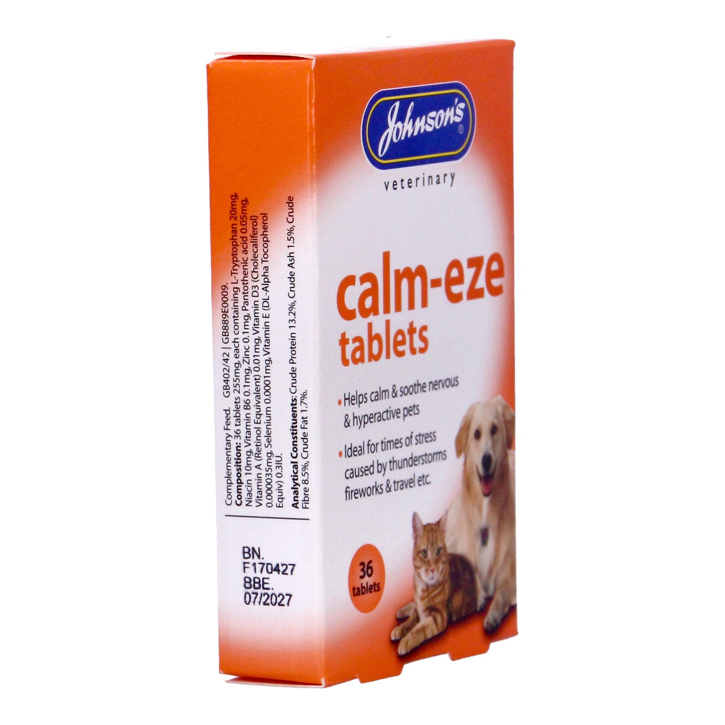 Johnson's Calm Eze Hyperactive Pets Tablets Suitable for Cats & Dogs, 36 Tablets