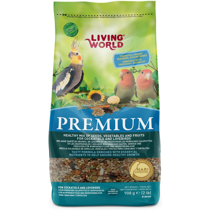 Living World Premium Food for Lovebirds/Cockatiels 908g 