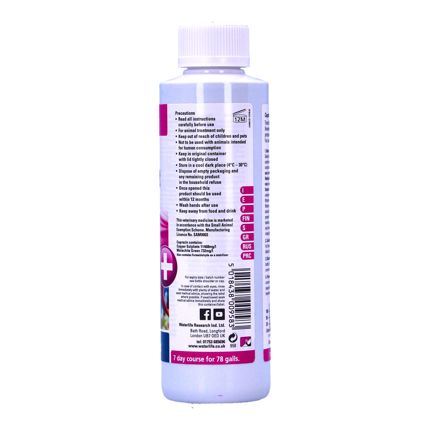 WATERLIFE CUPRAZIN 250ML MARINE WHITESPOT TREATMENT