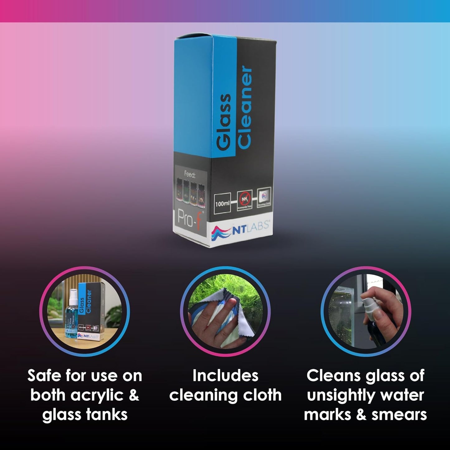 NT LABS Aquarium Glass Cleaner PROCARE Fish Tank Cleaning Maintenance 100ml