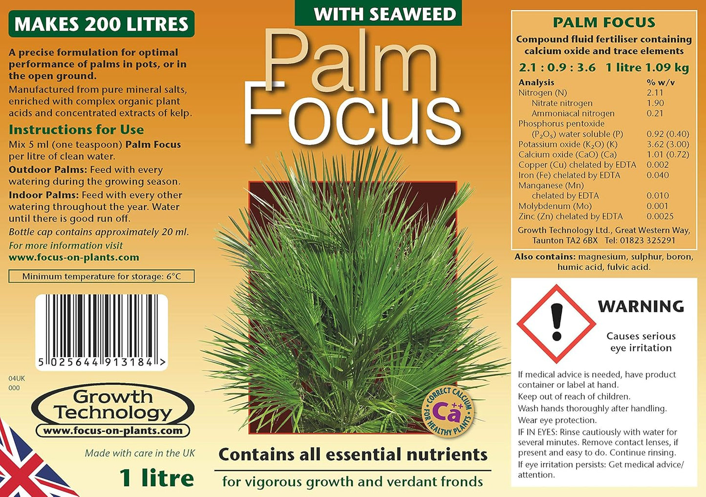 Palm Tree Fertiliser Feed For Healthy Vigorous Growth 1000 ml Palm Focus Garden