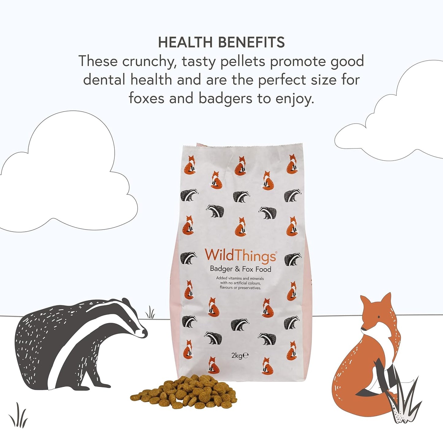 Wildlife World Badger Fox Food Meat Protein 2Kg & HHWB Hedgehog Food