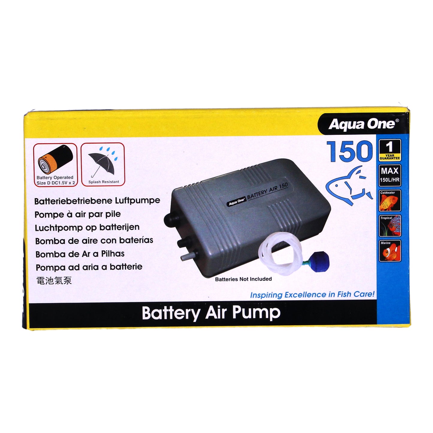 Aqua One Fish Tank Aquarium Battery Operated Air Pump